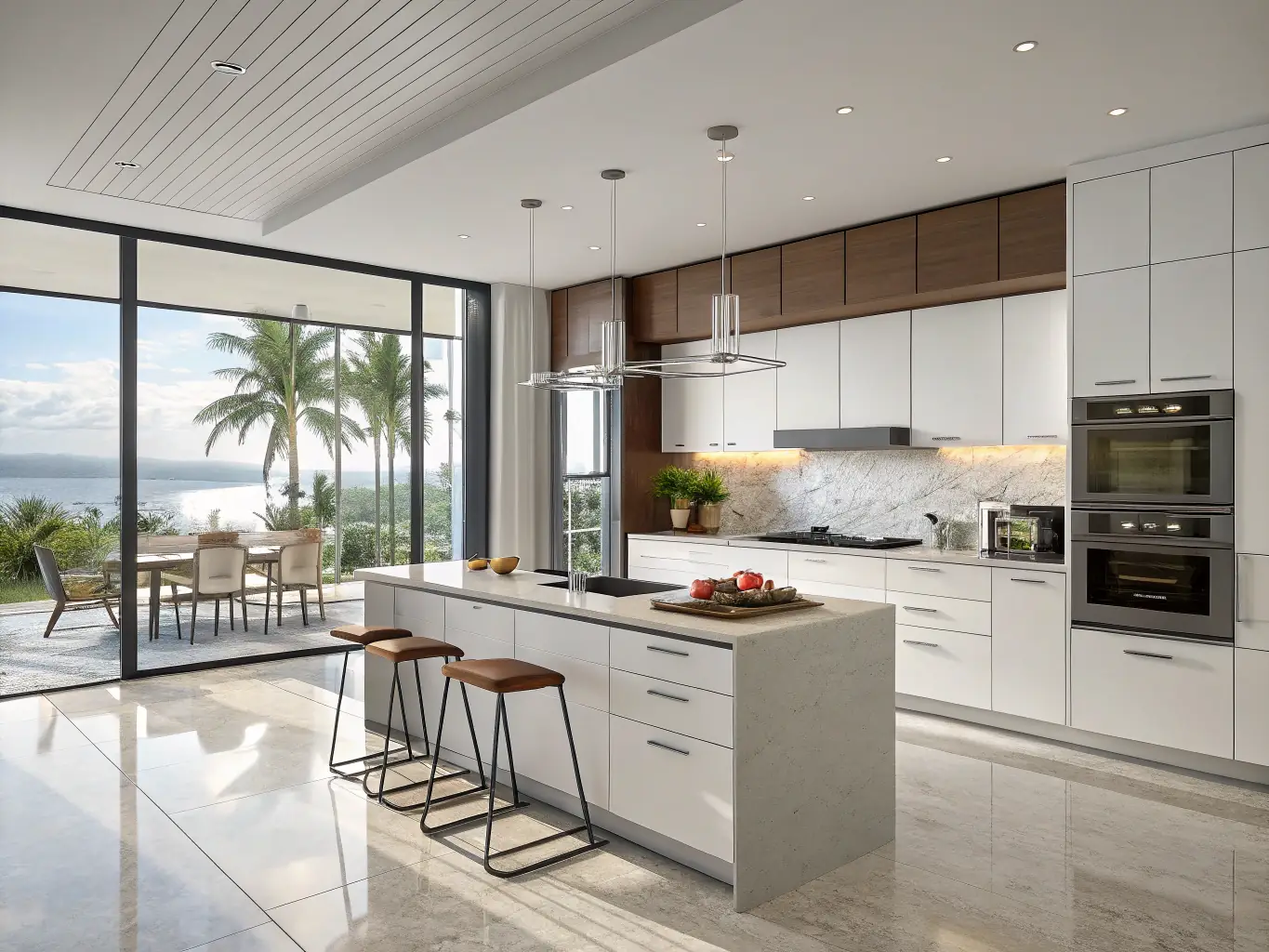 A sleek kitchen with custom Tibi Soli cabinets and modern hardware, highlighting UrazPro's cabinetry services.