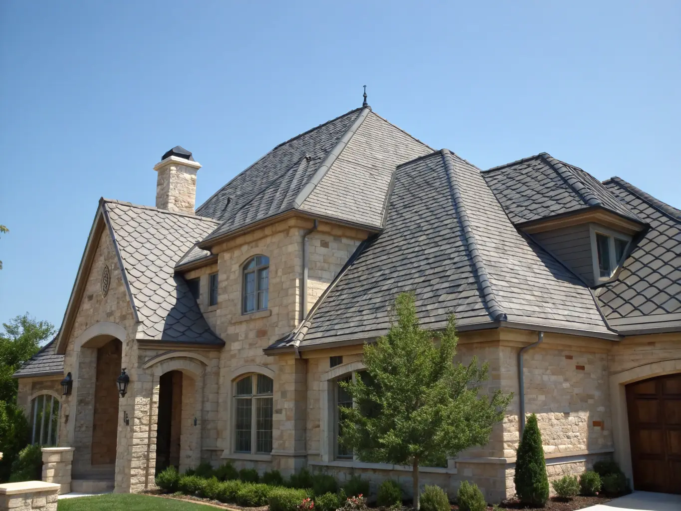 A newly installed SunsetVin Roofing system on a modern Texas home, showcasing its durability and aesthetic appeal.